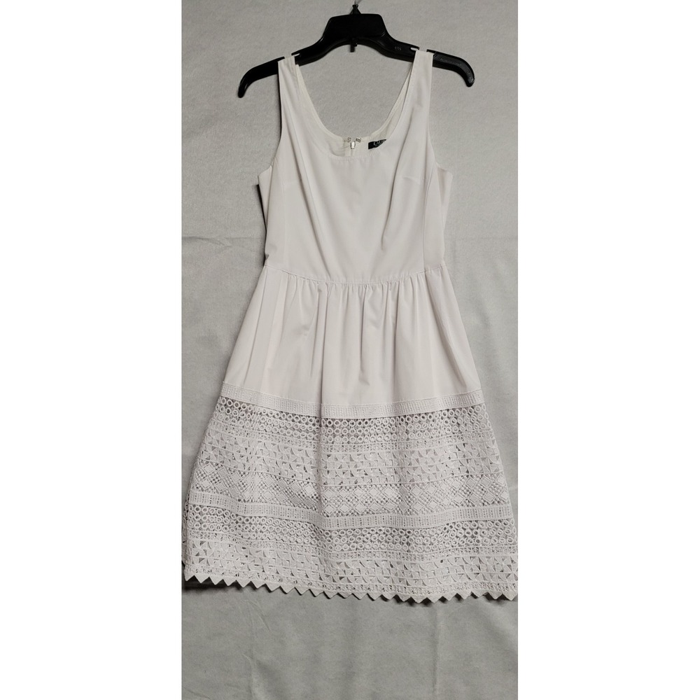 White With Rings And Diamonds Crochet Hem Ralph Lauren  Short Tank Dress Size 2